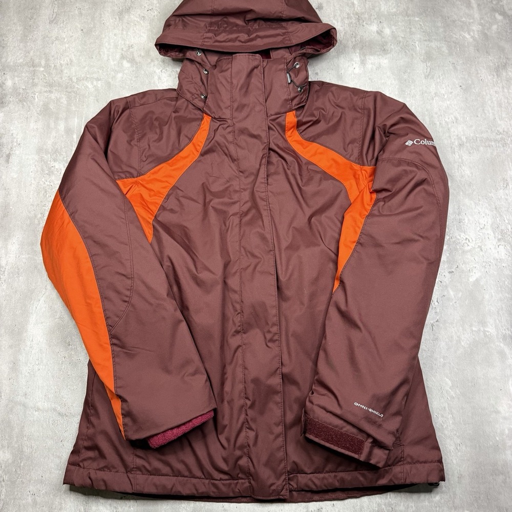 Columbia Jacket Womens M Red Orange Omni Shield Full Zip 3-in-1 Interchange Ski